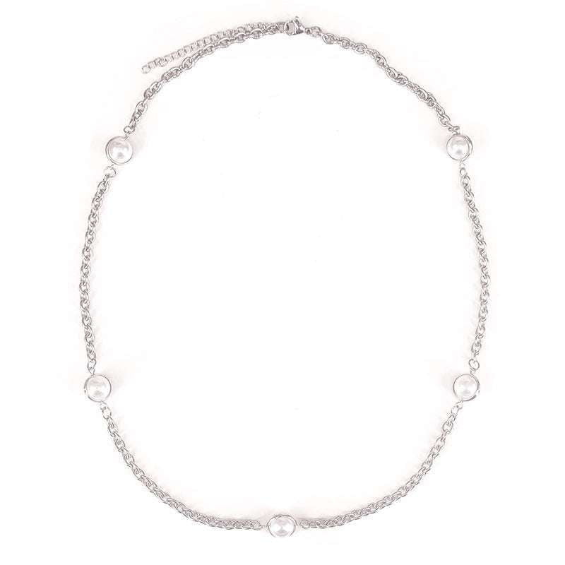 Elegant Necklace Jewelry, Silver Beaded Necklace, Sparkling Accessory Charm - available at Sparq Mart