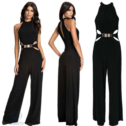 Casual Black Playsuit, High-Neck Jumpsuit, Stylish Sling Jumpsuit - available at Sparq Mart