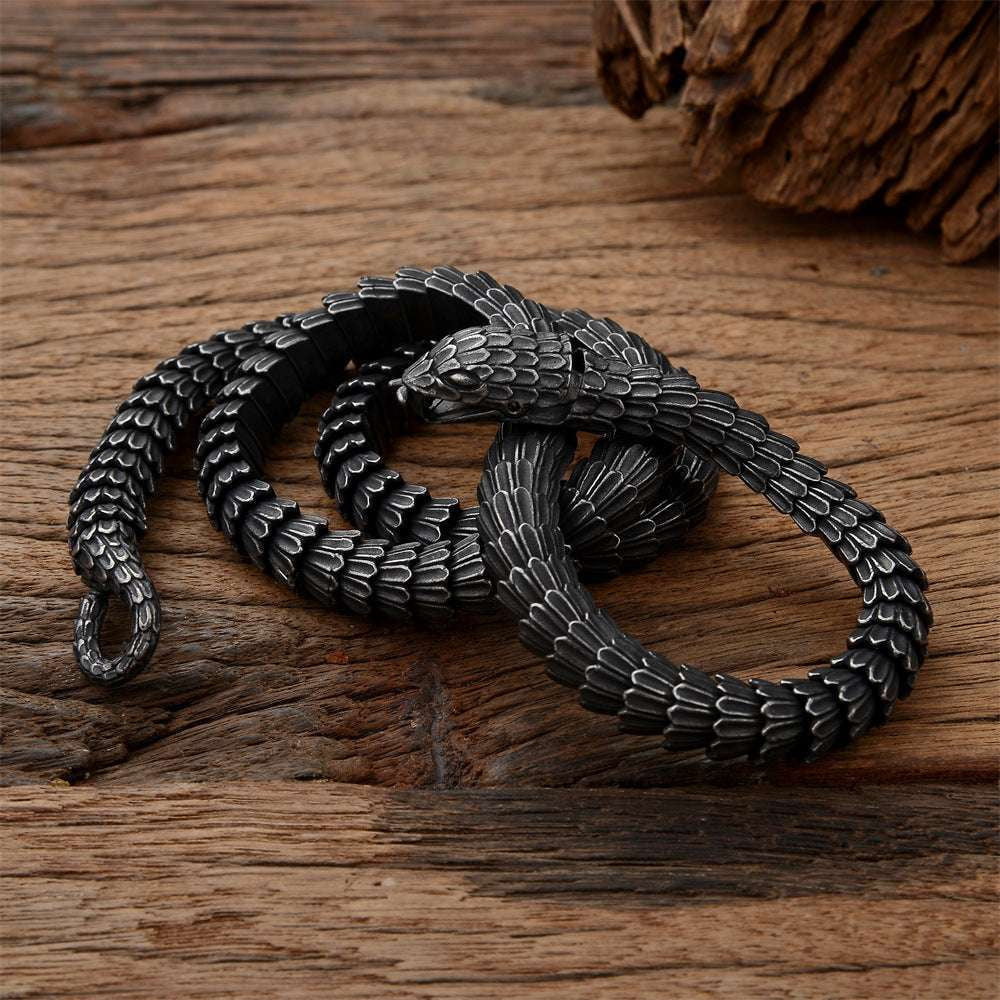 Men's Serpentine Necklace, Serpentine Chain Jewelry, Stainless Steel Necklace - available at Sparq Mart