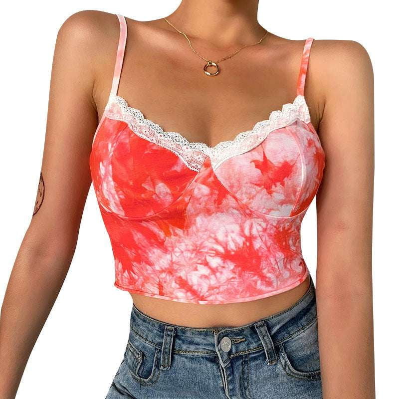 Colorful Summer Camisole, Slim Halter Top, Tie-dye Camisole Top - available at Sparq Mart