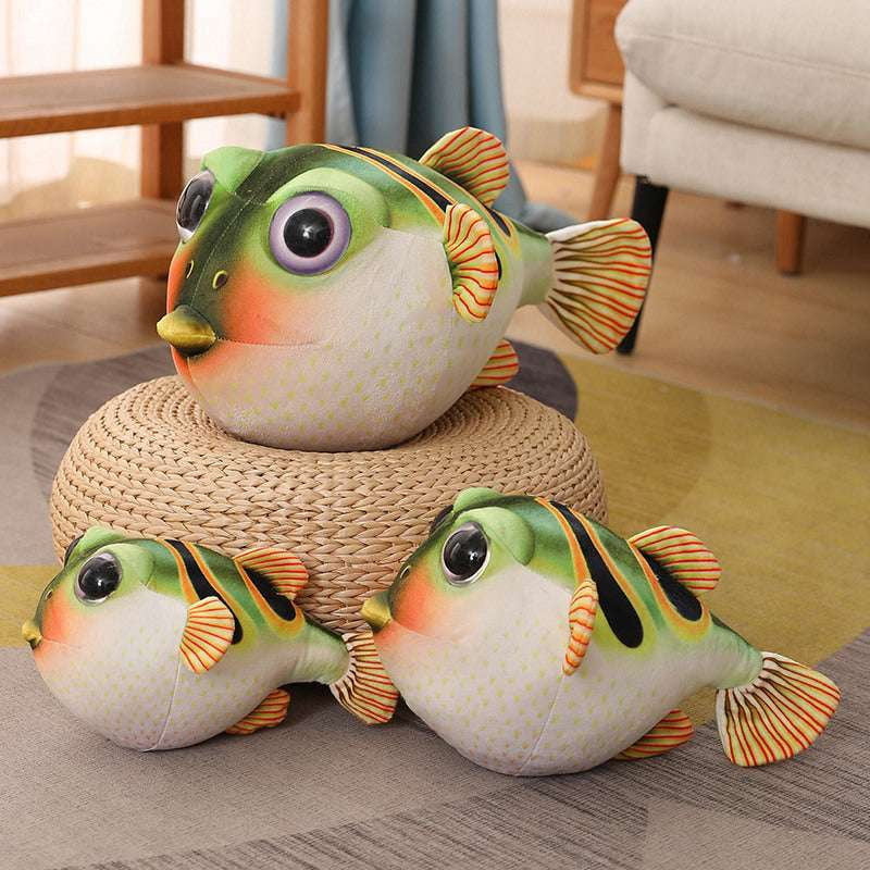 Kids Plush Pillow, Puffer Fish Toy, Soft Fish Pillow - available at Sparq Mart