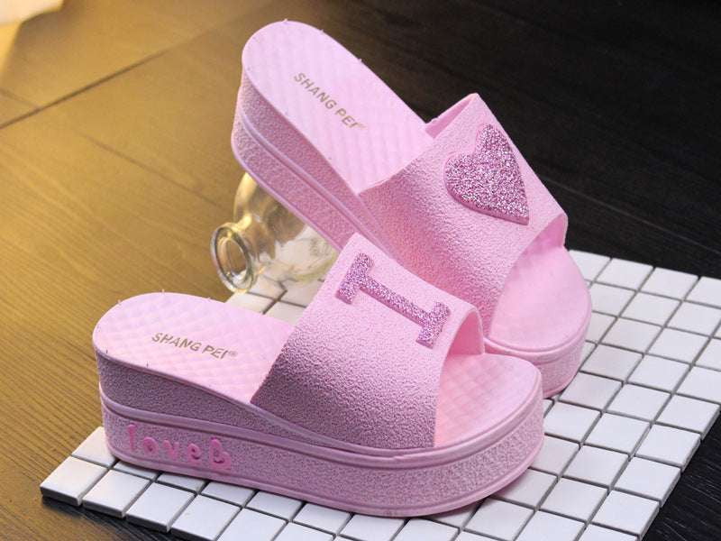 Cute Heart Slippers, Soft Sole Slippers, Women's Indoor Slippers - available at Sparq Mart