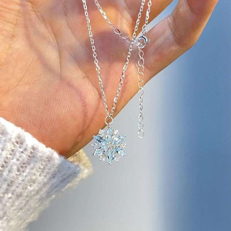 Sky Blue Jewelry, Winter Rhinestone Necklace, Women's Diamond Pendant - available at Sparq Mart