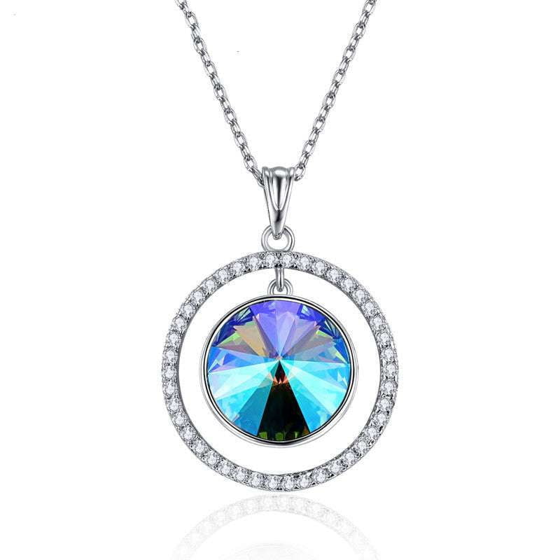 Austrian Elements Necklace, Crystal Necklace Round, Sparkling Crystal Pendant - available at Sparq Mart
