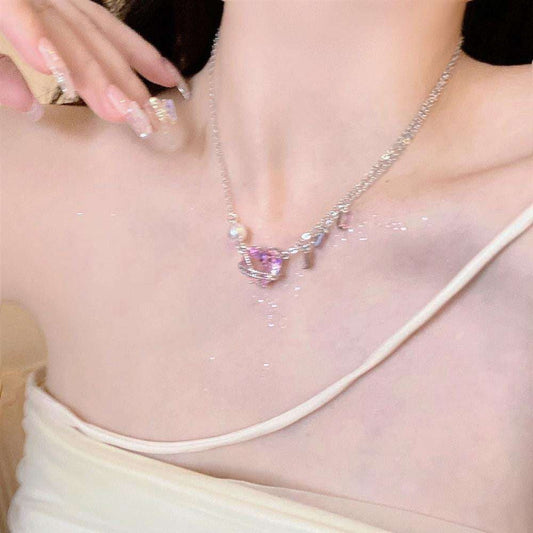 Pink Zircon Necklace, Trendy Jewelry, Unique Necklace - available at Sparq Mart