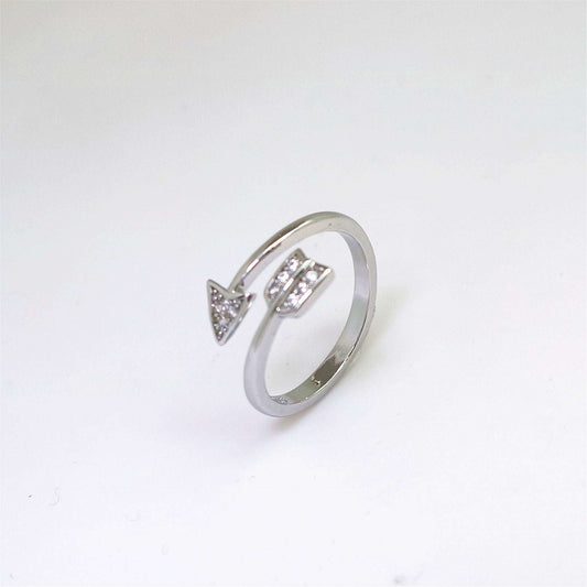 Adjustable Fashion Rings, Crystal Engagement Band, Silver Arrow Ring - available at Sparq Mart