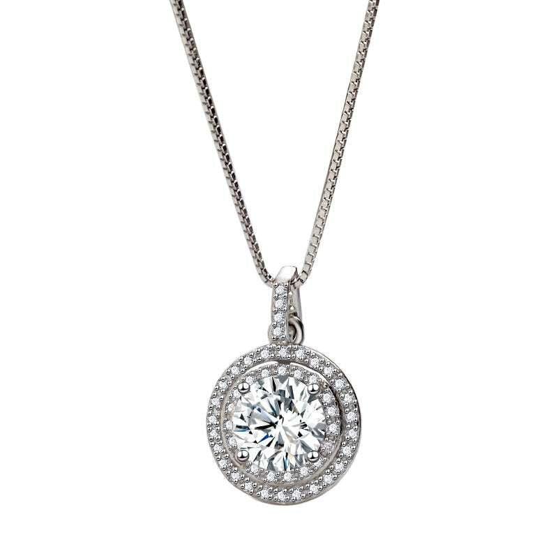 Elegant Silver Necklace, Geometric Diamond Necklace, Silver Diamond Pendant - available at Sparq Mart