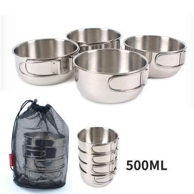 folding water cup, mountaineering picnic, stainless steel bowl - available at Sparq Mart