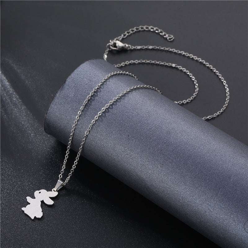 Rabbit Charm Necklace, Stainless Steel Necklace, Trendy Animal Jewelry - available at Sparq Mart