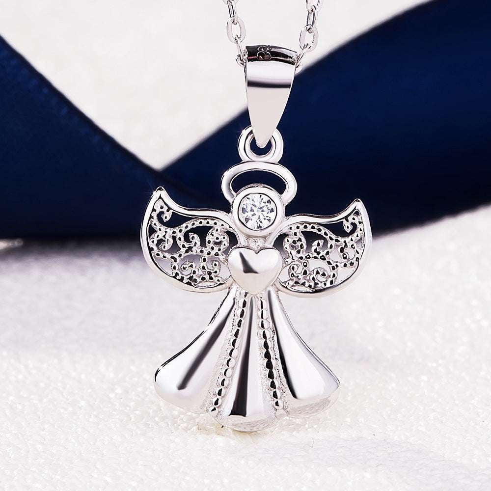 Angel Necklace Pendant, S925 Women Necklace, Sterling Silver Charm - available at Sparq Mart