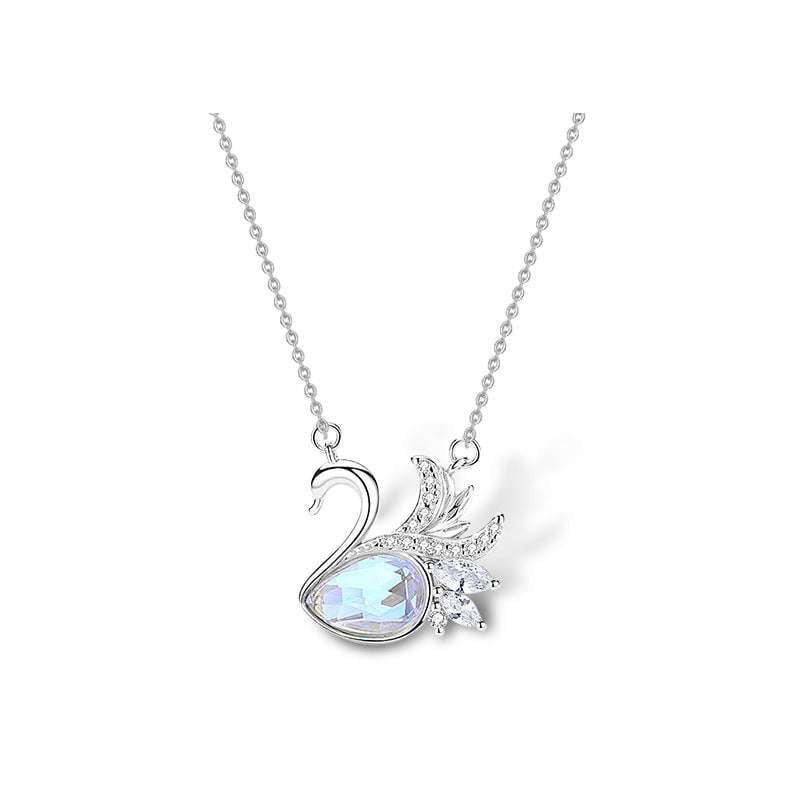 Elegant Women's Jewelry, Feather Clavicle Chain, Silver Swan Necklace - available at Sparq Mart