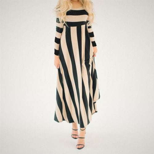 casual striped attire, loose summer dress, striped maxi dress - available at Sparq Mart