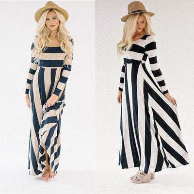 casual striped attire, loose summer dress, striped maxi dress - available at Sparq Mart