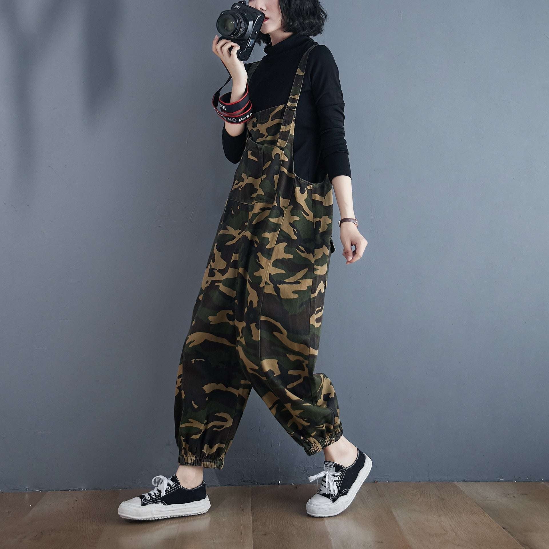 Casual Denim Jumpsuits, Comfortable Camo Overalls, Trendy Women's Harem - available at Sparq Mart