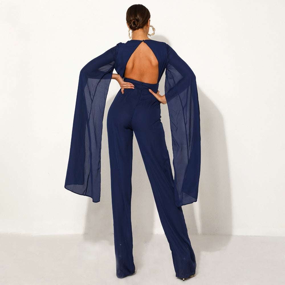 Chiffon Wide Leg, Halter Jumpsuit Outfit, High Waist Jumpsuit - available at Sparq Mart