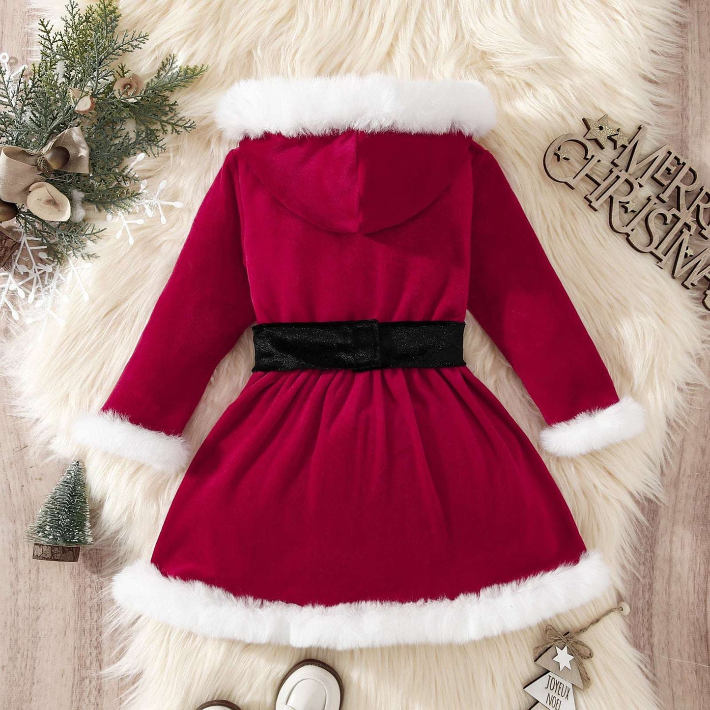 children's Christmas dress, Christmas dress, hooded V-neck, Sparq Mart - available at Sparq Mart