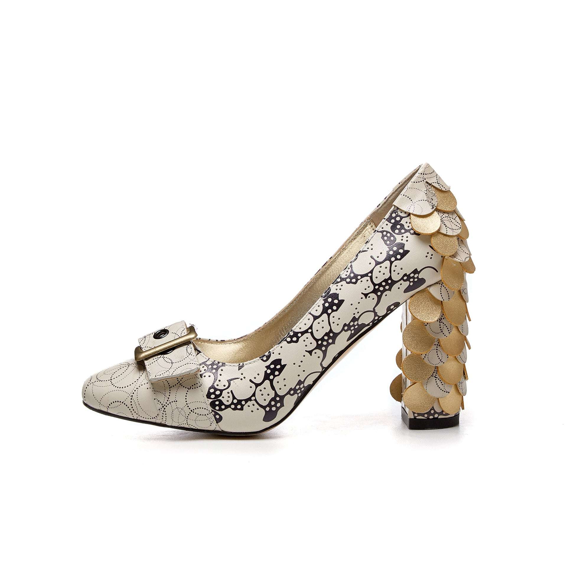 Large Size Printed Cowhide Heels, Shop Chunky Heels Online, Stylish Chunky Heel Shoes - available at Sparq Mart