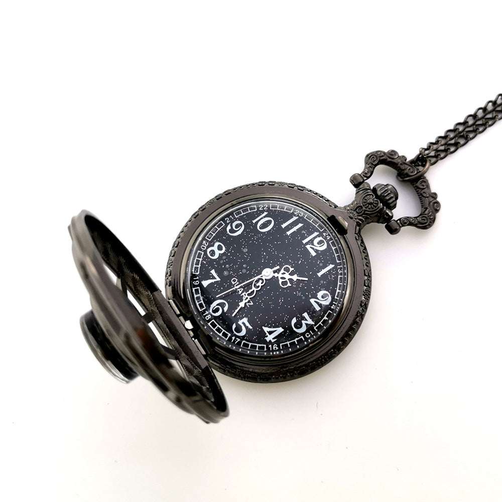 Pocket Watch Necklace, Silver Gun Color, Stylish Compass Necklace - available at Sparq Mart