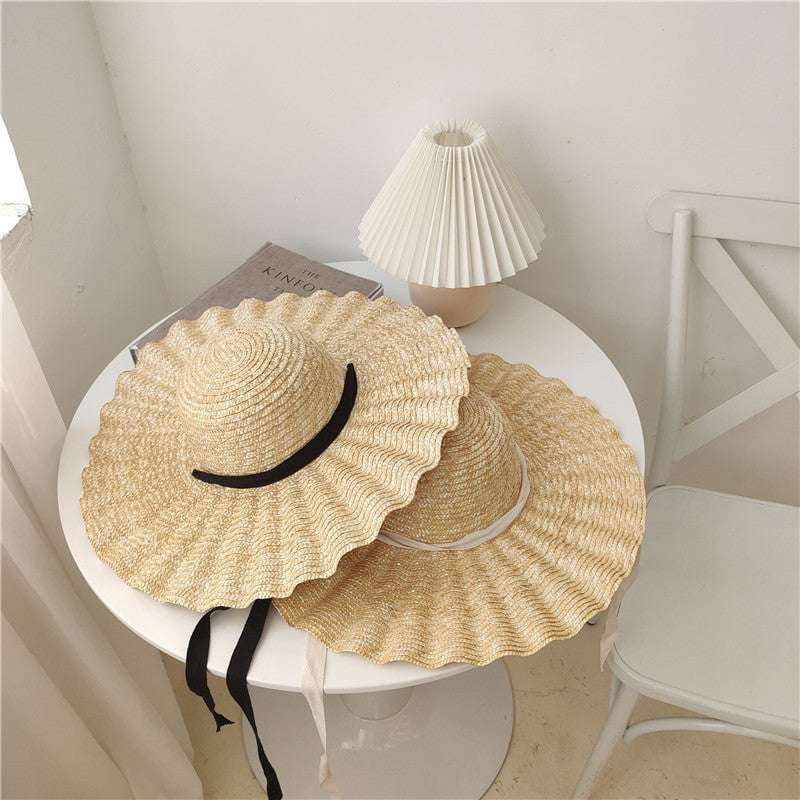 Dome Brim Hat, Stylish Beach Hat, Wavy Straw Hat - available at Sparq Mart