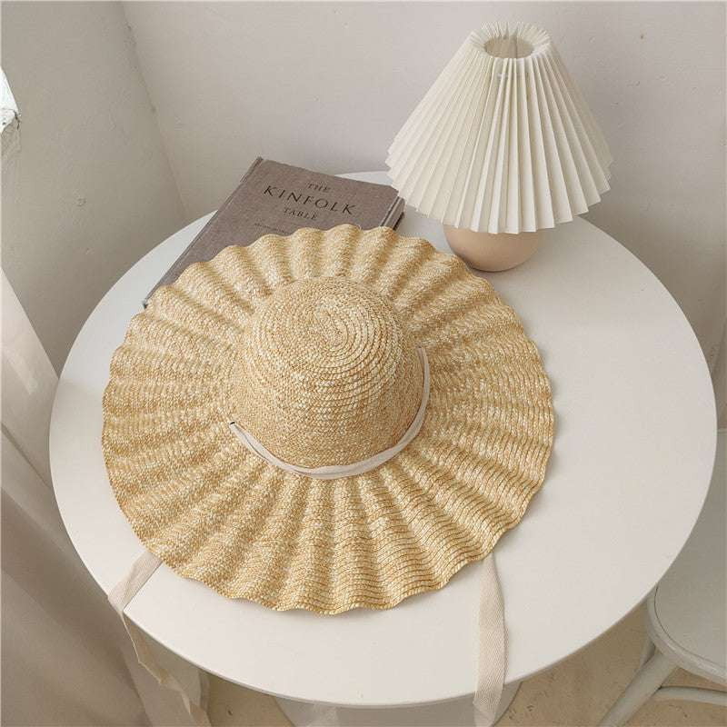 Dome Brim Hat, Stylish Beach Hat, Wavy Straw Hat - available at Sparq Mart