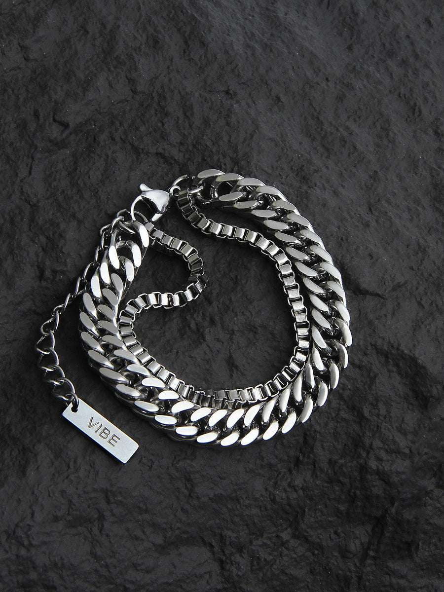 fashionable double cuban bracelet, statement double layer cuban bracelet, trendy hip hop jewelry - available at Sparq Mart