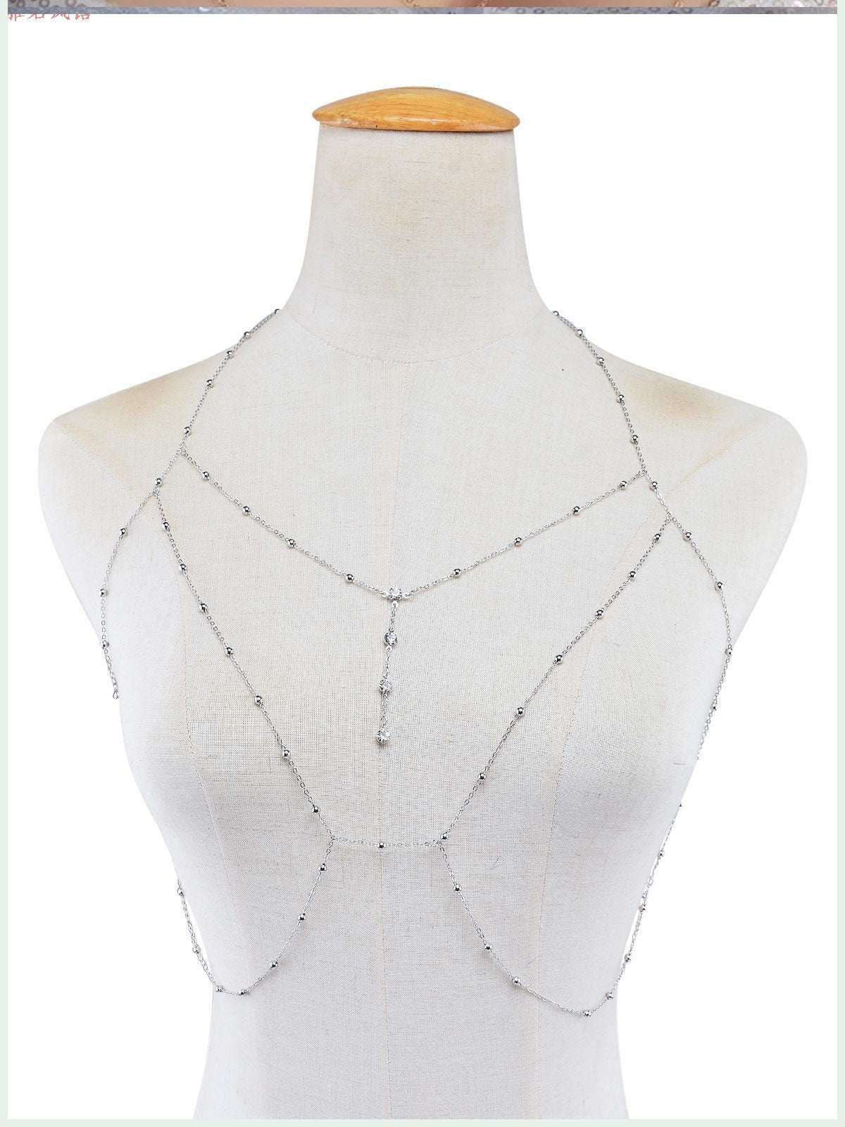 chest body chain, crystal tassel chain, Wholesale geometric body chain - available at Sparq Mart