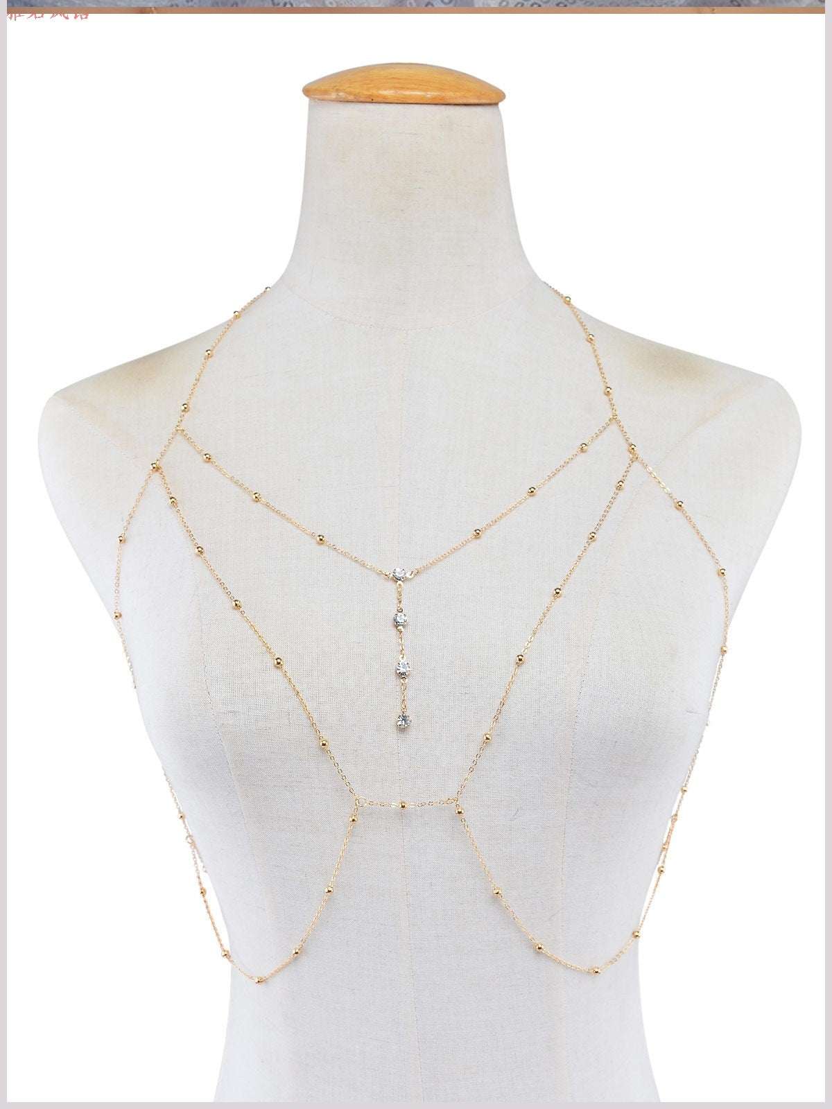 chest body chain, crystal tassel chain, Wholesale geometric body chain - available at Sparq Mart