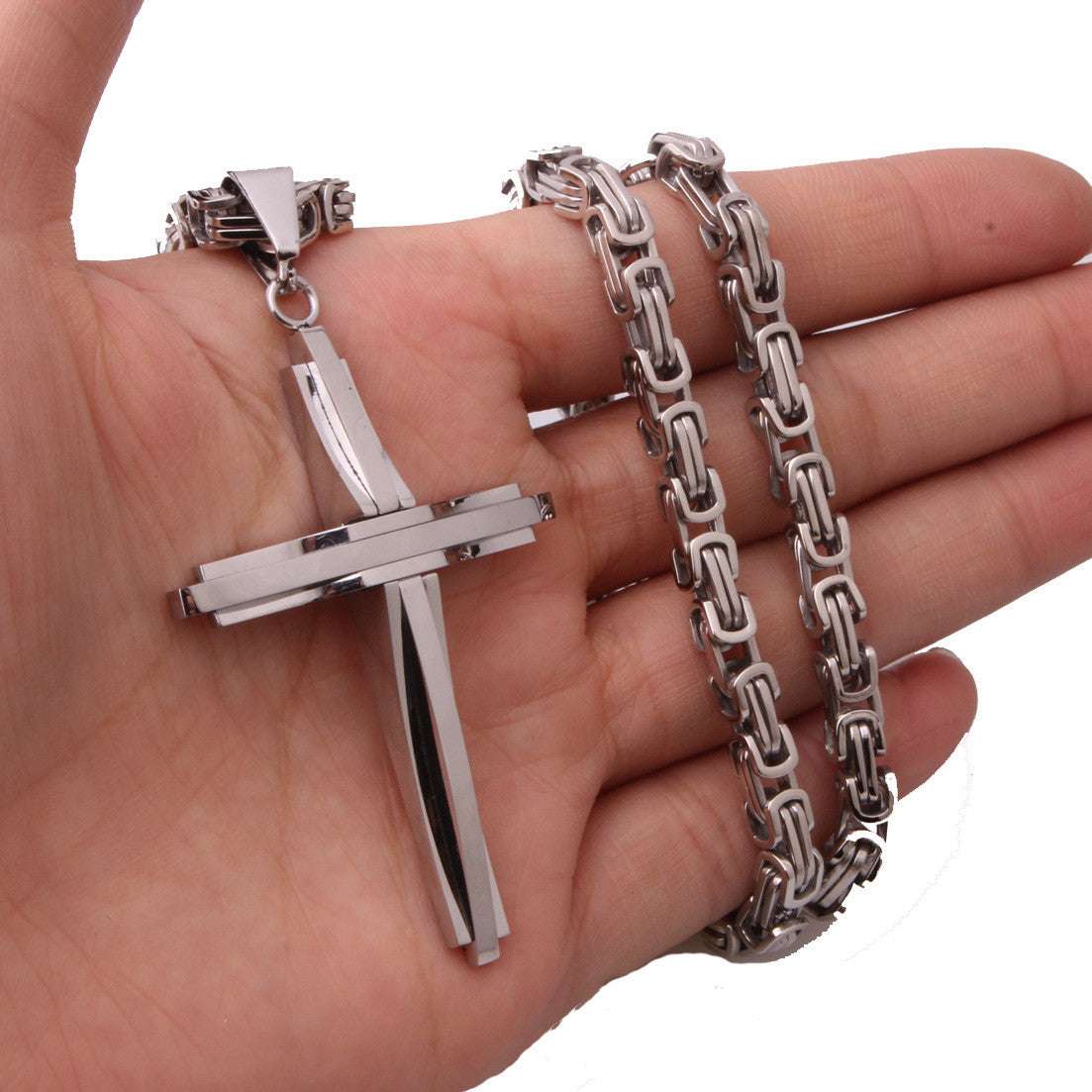 5mm Chain Necklace, Handmade Cross Pendant, Stylish Pendant Necklace - available at Sparq Mart