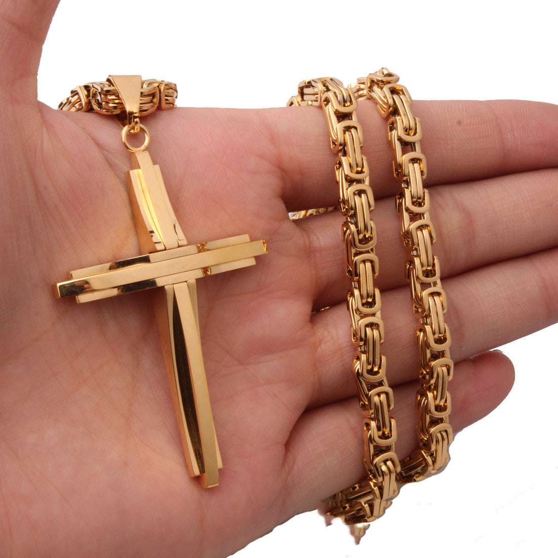 5mm Chain Necklace, Handmade Cross Pendant, Stylish Pendant Necklace - available at Sparq Mart