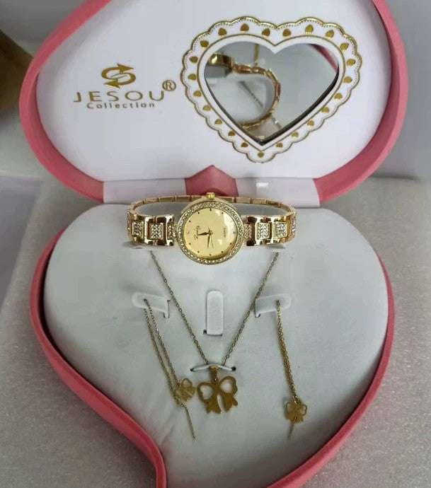 Elegant Ladies Accessory Set, Fashion Jewelry Gift Box, Luxury Necklace Earring Watch - available at Sparq Mart