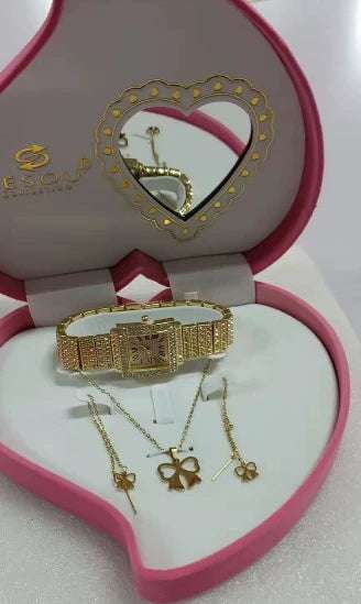 Elegant Ladies Accessory Set, Fashion Jewelry Gift Box, Luxury Necklace Earring Watch - available at Sparq Mart