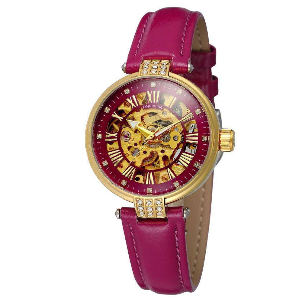 Fashion Mechanical Watch, Ladies Casual Timepiece, Waterproof Leather Watch - available at Sparq Mart