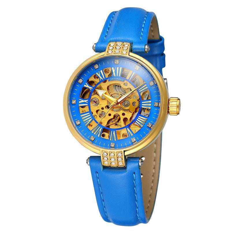 Fashion Mechanical Watch, Ladies Casual Timepiece, Waterproof Leather Watch - available at Sparq Mart