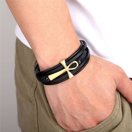 Braided Leather Bracelet, Durable Stainless Clasp, Men's Bracelet Fashion - available at Sparq Mart