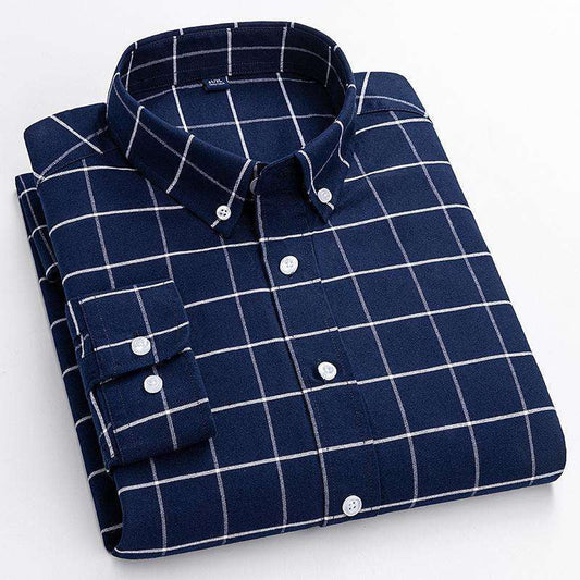 autumn plaid shirt men, casual slim fit shirt, stylish long-sleeve plaid - available at Sparq Mart