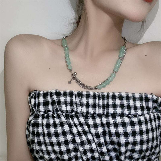 double layer necklace, mint green glass necklace, stylish necklace - available at Sparq Mart