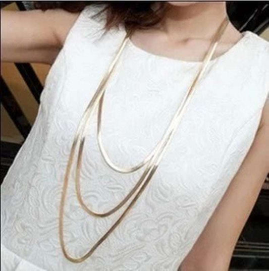 Golden Snake Bone Chain, Multi Layer Necklace, Stylish Pearl Necklace - available at Sparq Mart