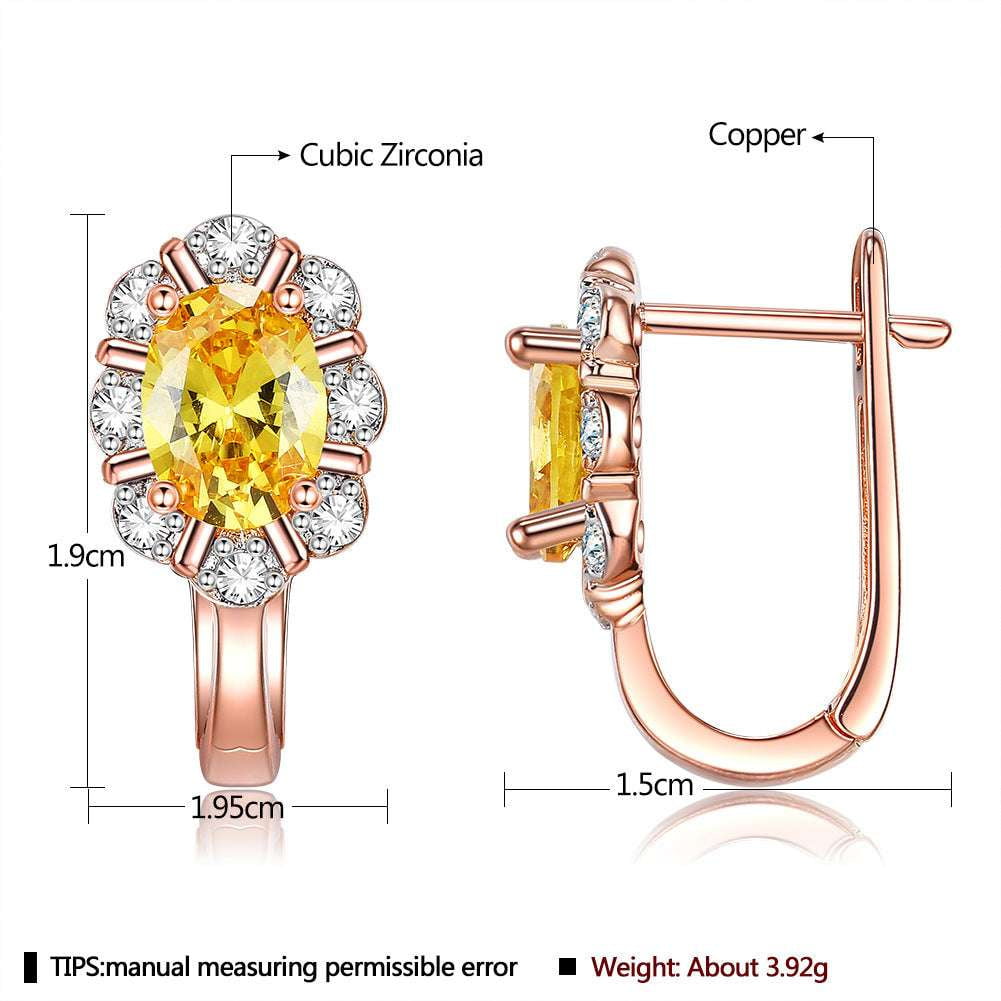 Chic Geometric Earrings, Copper Zirconium Earrings, Elegant Yellow Earrings - available at Sparq Mart