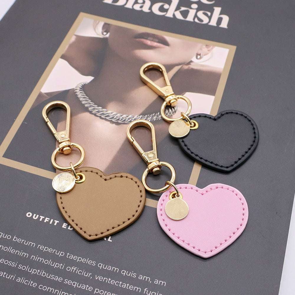 Elegant Accessory Charm, Heart Shaped Keychain, PU Leather Keychain - available at Sparq Mart