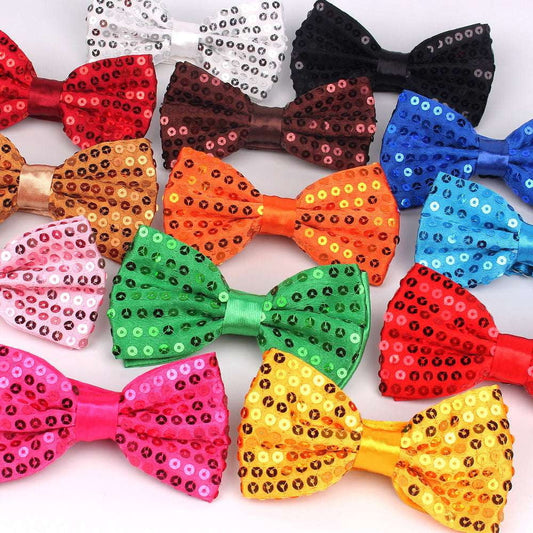 Double Layer Bow Ties, Solid Color Bow Ties, Stylish Sequin Bow Ties - available at Sparq Mart