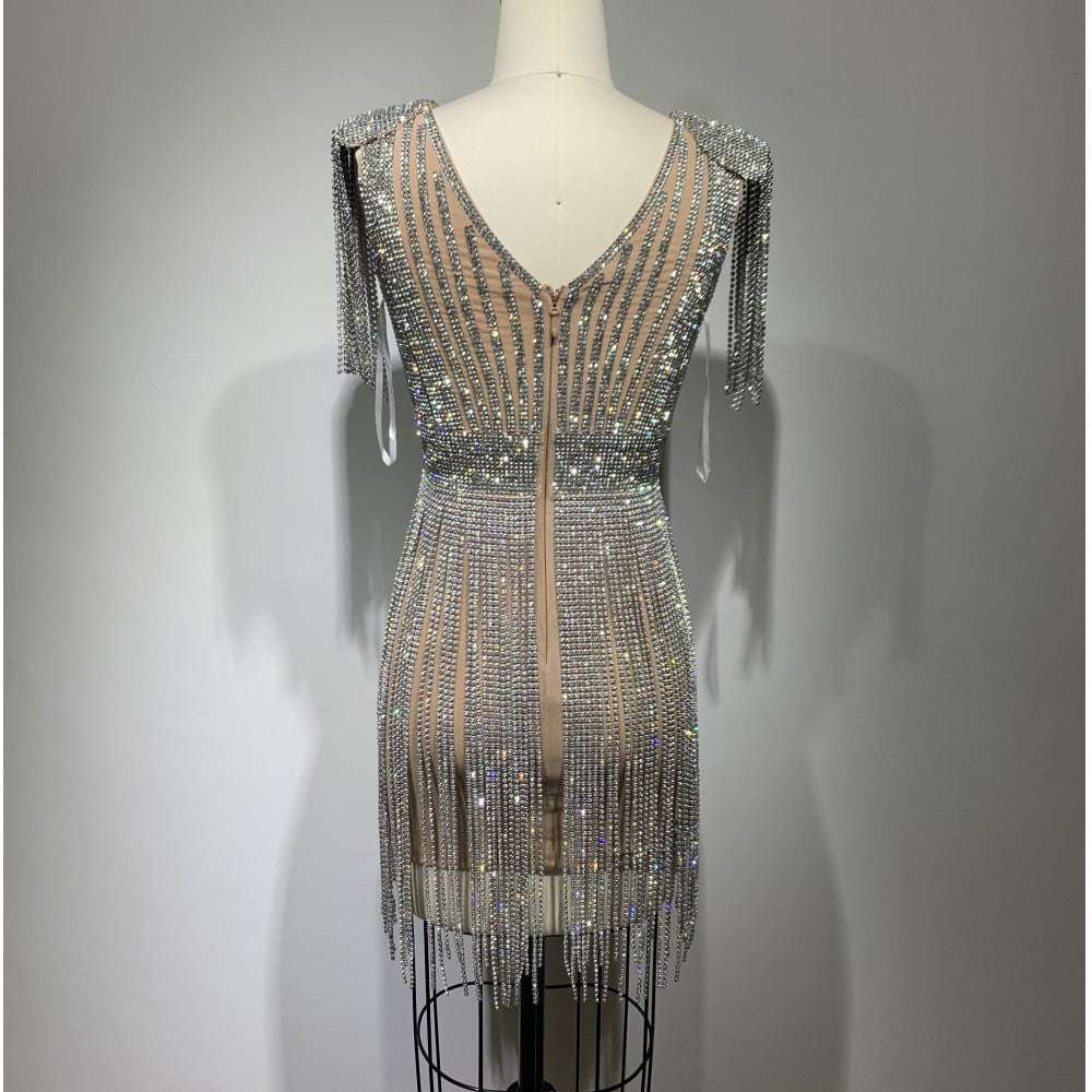 cut out high quality dress, silver sheath dress, Stylish diamond dress - available at Sparq Mart