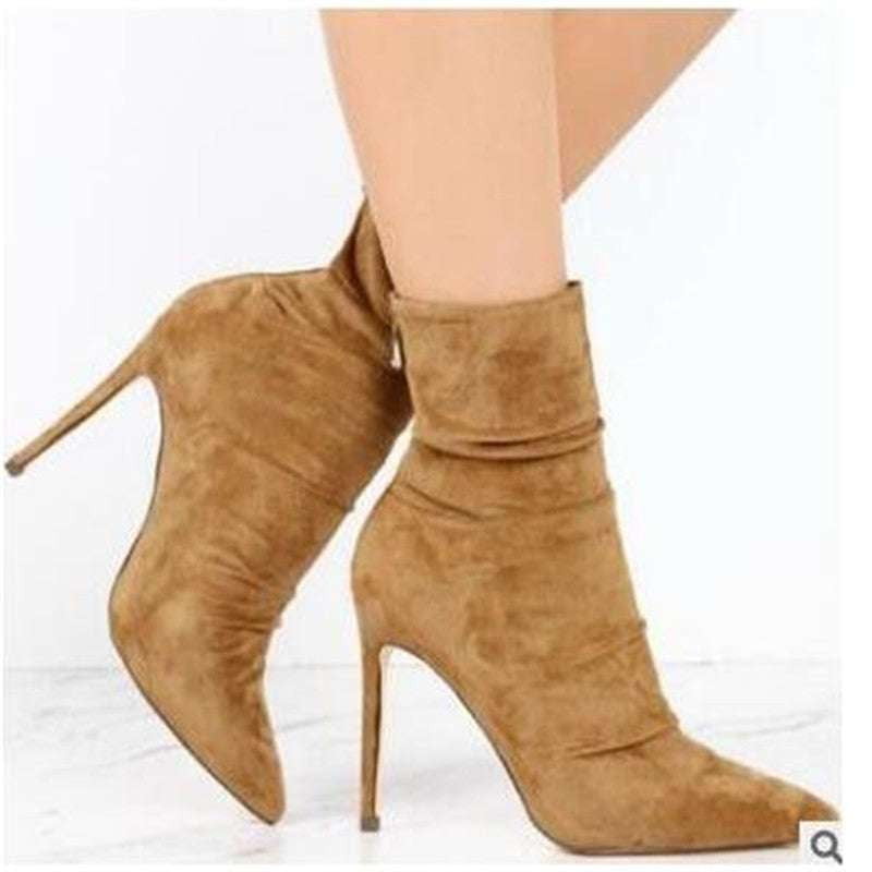 autumn high heels, suede heel boots, winter boot fashion - available at Sparq Mart