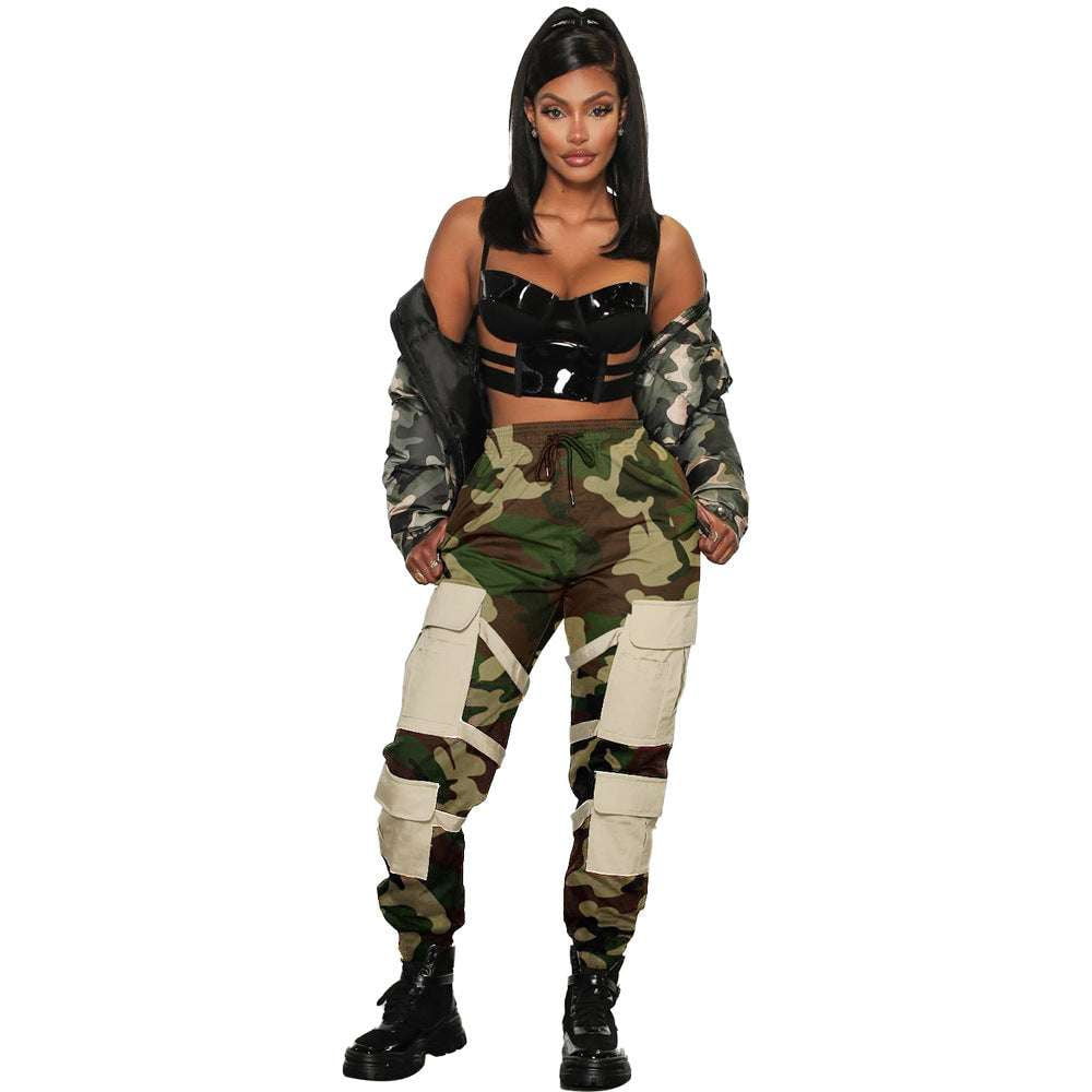 Casual Army Leggings, Polyester Stretch Pants, Women's Camo Pants - available at Sparq Mart