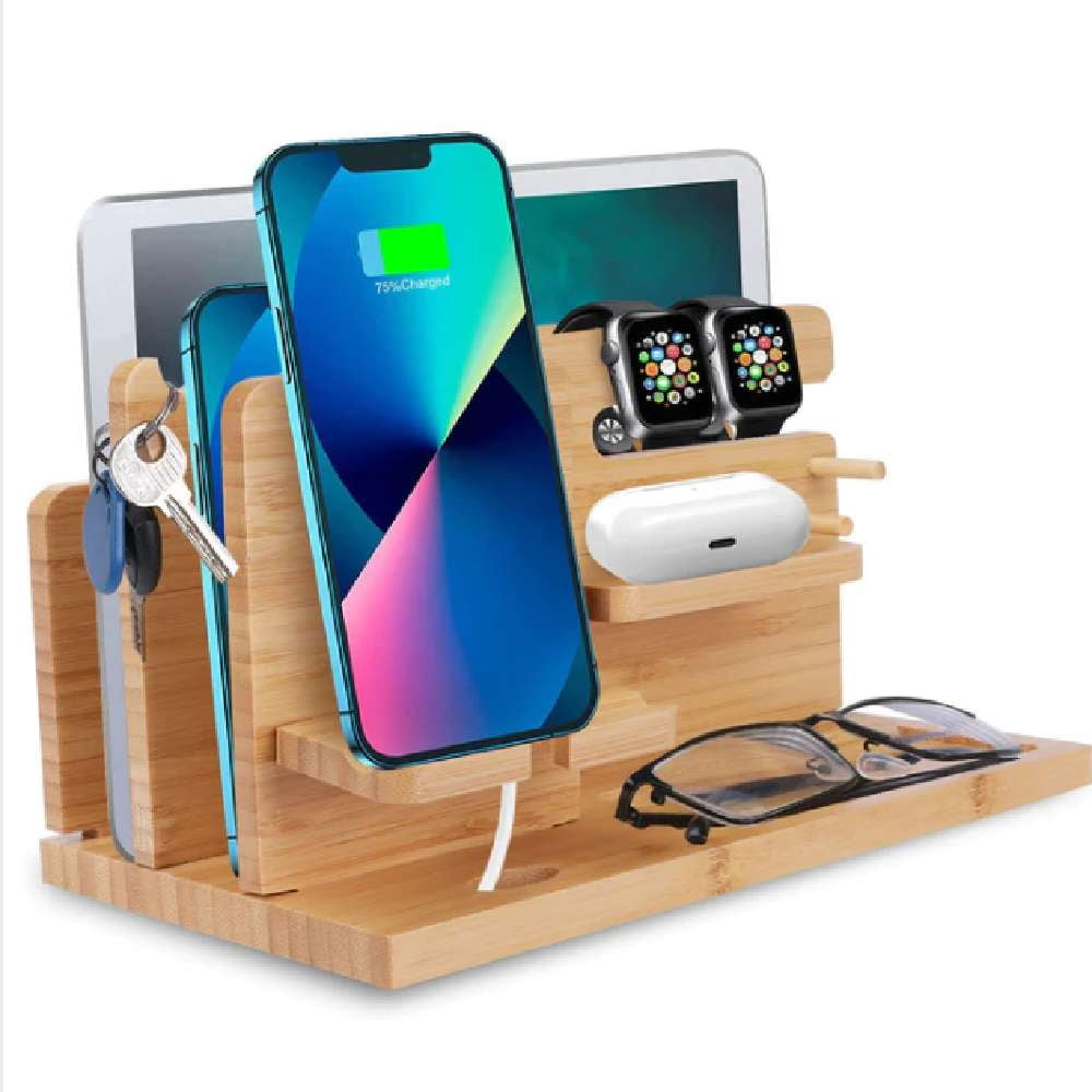 Desk Accessory Organizer, Eco-friendly Phone Holder, Wooden Phone Stand - available at Sparq Mart