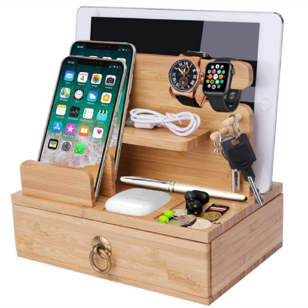 Desk Accessory Organizer, Eco-friendly Phone Holder, Wooden Phone Stand - available at Sparq Mart