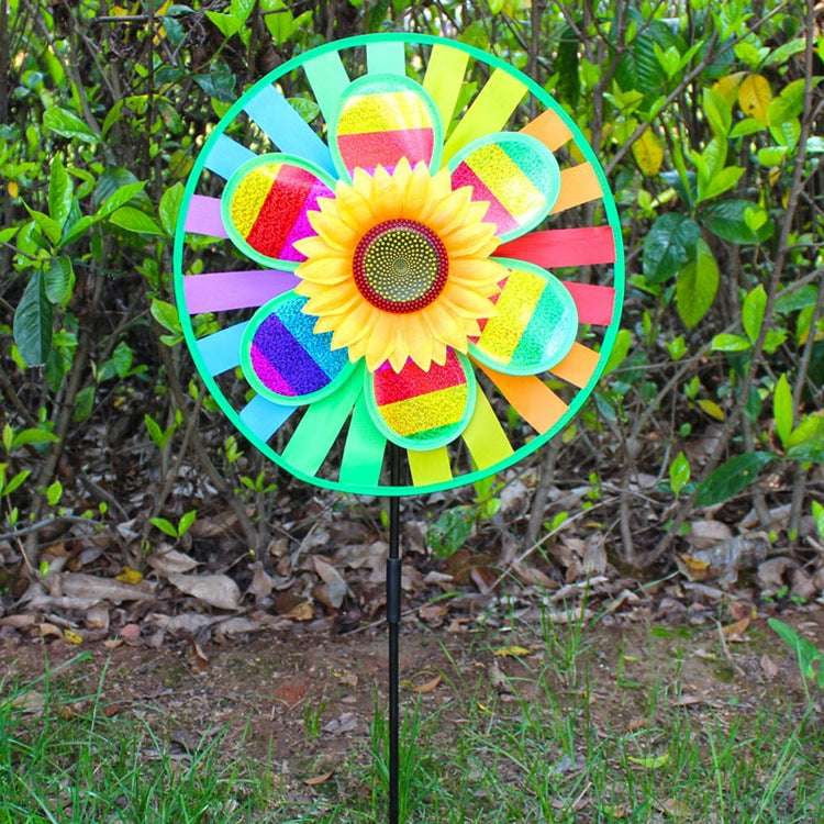 Colorful Sunflower Windmill, Garden Decoration Windmill, Outdoor Sequin Windspinner - available at Sparq Mart