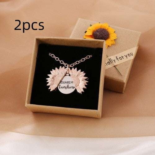 Gold Sunflower Pendant, Rose Gold Necklace, Sunflower Charm Necklace - available at Sparq Mart