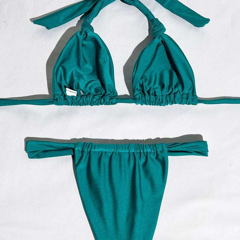 fashionable beachwear, solid color swimwear, versatile women's bikini swimsuit - available at Sparq Mart
