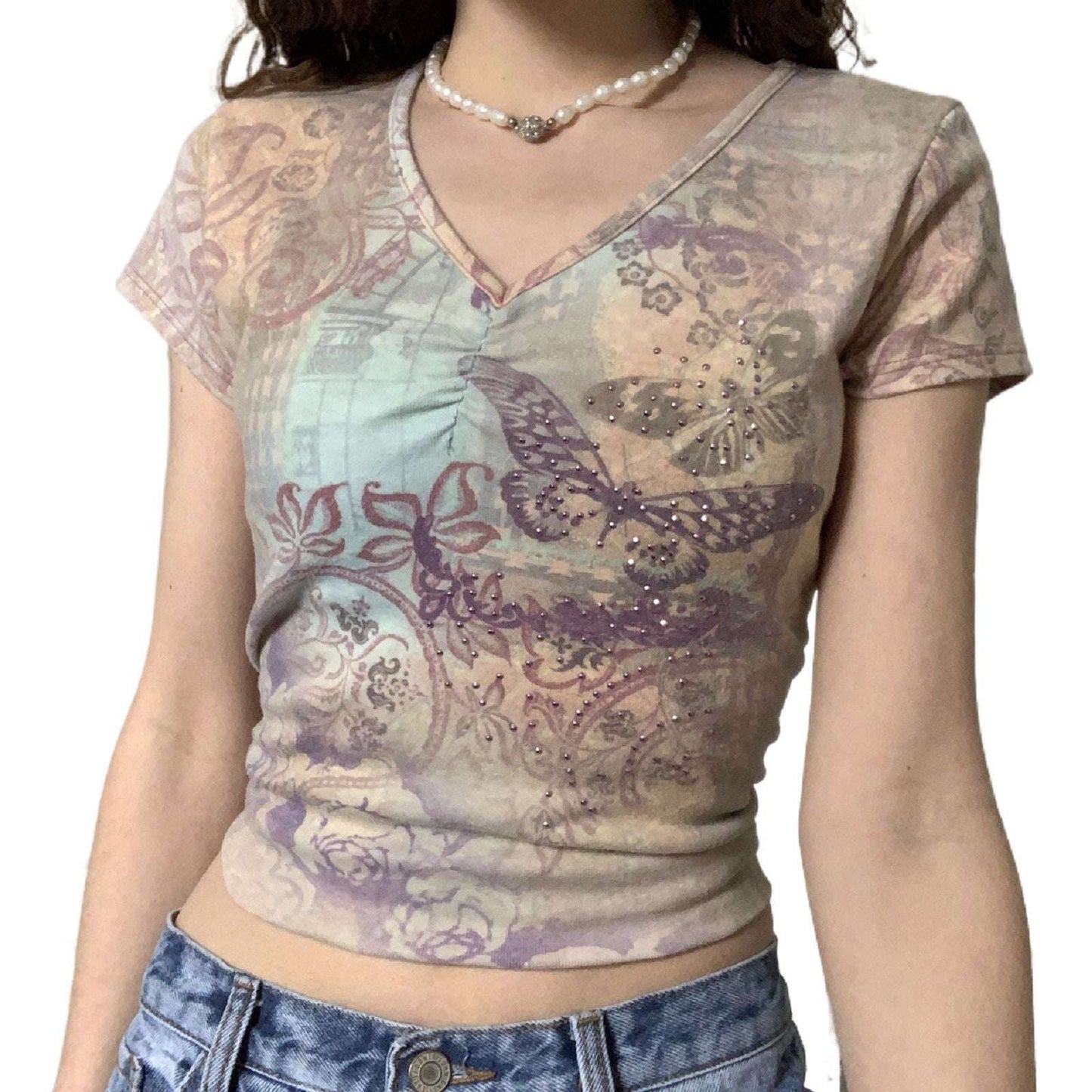 Tie Dye Summer Top, Trendy Floral Shirts, Women's Casual Tops - available at Sparq Mart