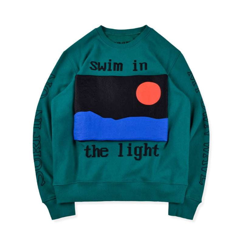 Leisure Style Sweater, Print Cotton Crewneck, Retro Cotton Sweater - available at Sparq Mart